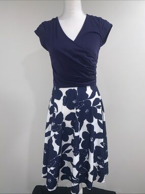 Laksmi Navy Blue Floral Dress, Sz M